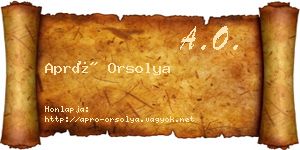 Apró Orsolya névjegykártya