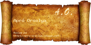 Apró Orsolya névjegykártya